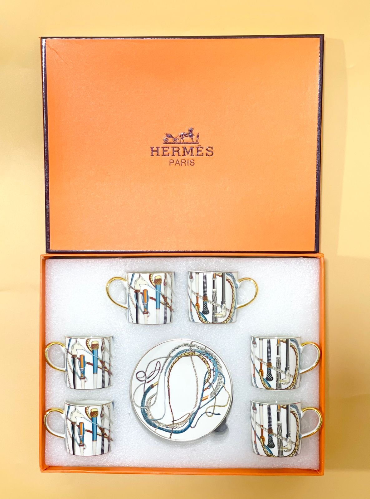 Hermes Turkish coffee set of 6 - Hermes Turkish Coffee Cups | Aleppo Gift UAE